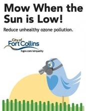 Illustrative ad from City of Fort Collins, Colo. with text mow when the sun is low